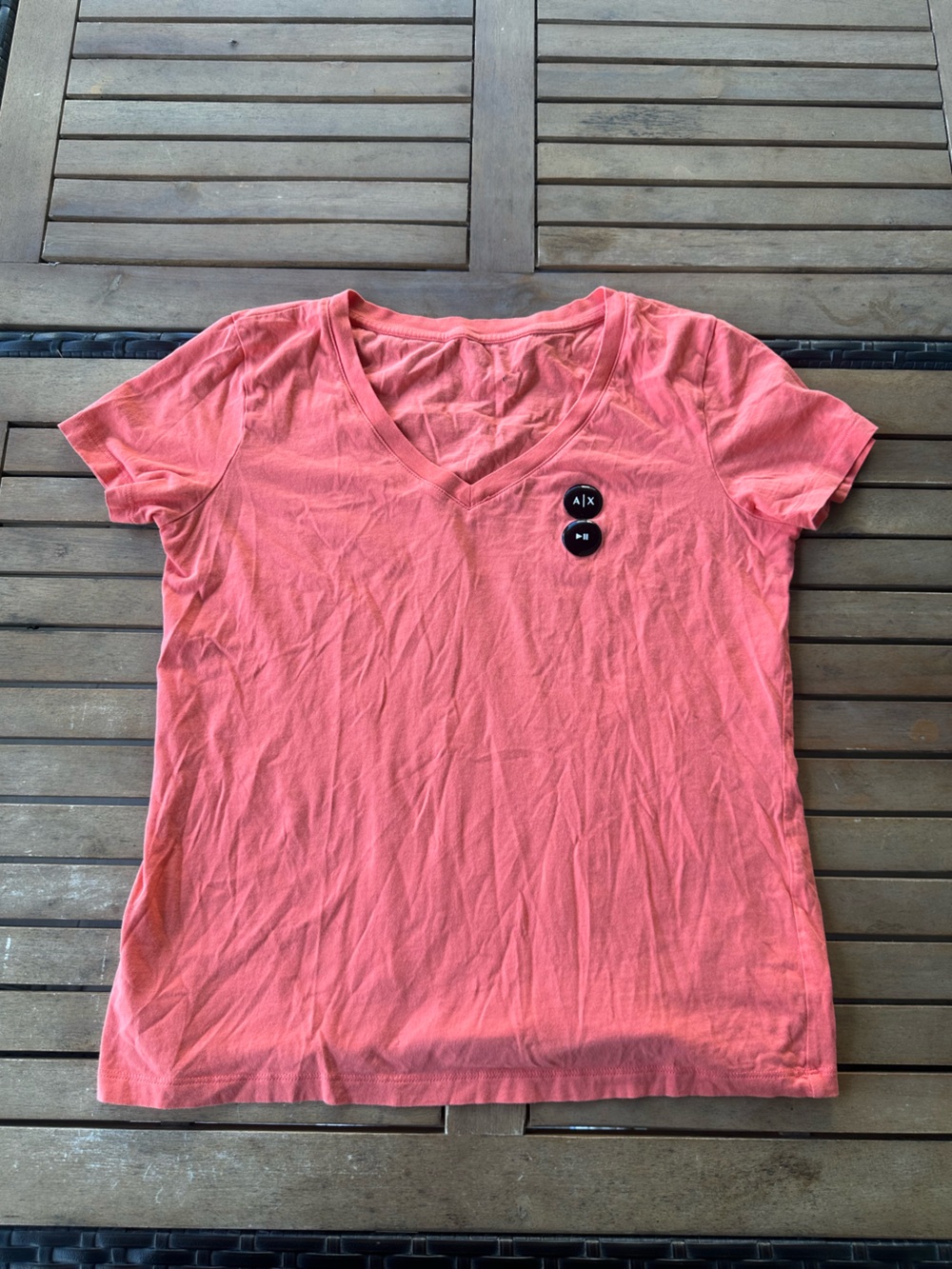 Armani Exchange Coral Pink V-Neck Short Sleeve Tee
